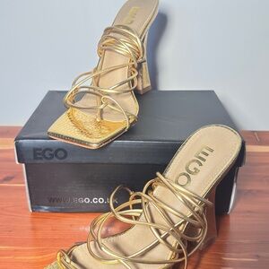 EGO Metallic Gold Strappy Heels